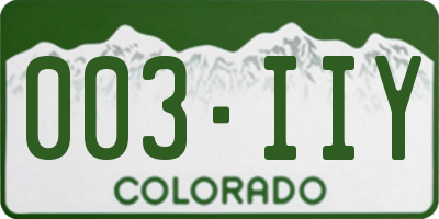 CO license plate 003IIY