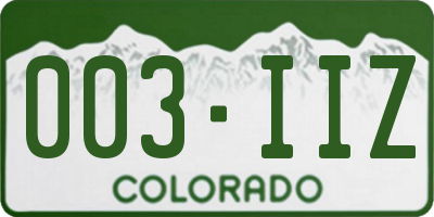 CO license plate 003IIZ