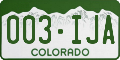 CO license plate 003IJA