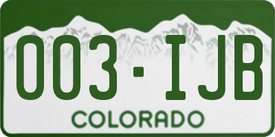CO license plate 003IJB