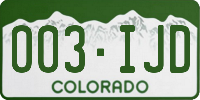 CO license plate 003IJD