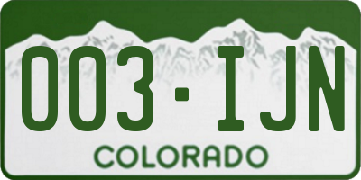 CO license plate 003IJN