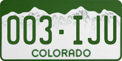 CO license plate 003IJU