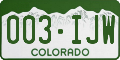 CO license plate 003IJW