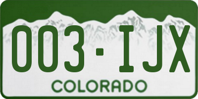 CO license plate 003IJX