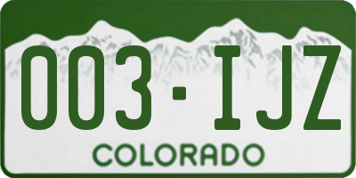 CO license plate 003IJZ