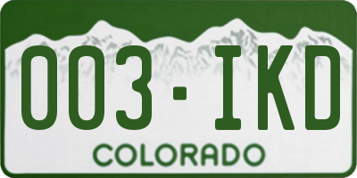 CO license plate 003IKD