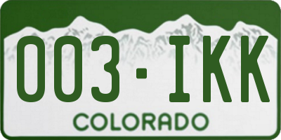 CO license plate 003IKK