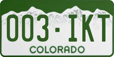 CO license plate 003IKT