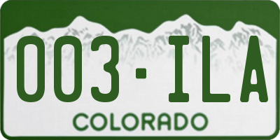 CO license plate 003ILA