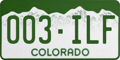 CO license plate 003ILF