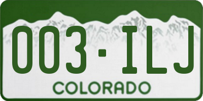 CO license plate 003ILJ