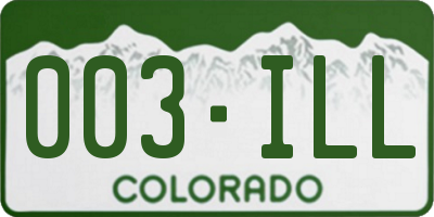 CO license plate 003ILL