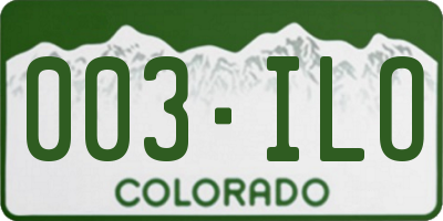 CO license plate 003ILO