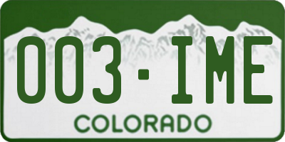 CO license plate 003IME