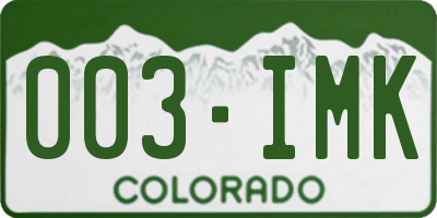 CO license plate 003IMK