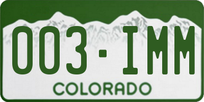 CO license plate 003IMM