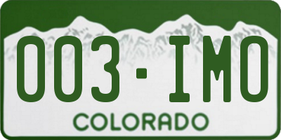 CO license plate 003IMO