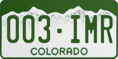 CO license plate 003IMR