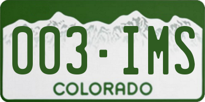 CO license plate 003IMS