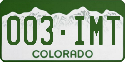 CO license plate 003IMT