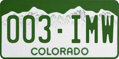 CO license plate 003IMW