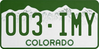 CO license plate 003IMY