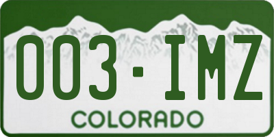 CO license plate 003IMZ