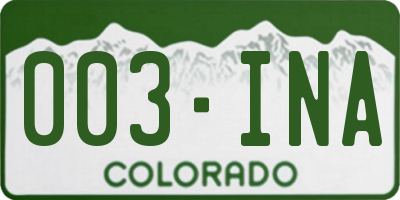 CO license plate 003INA