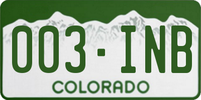 CO license plate 003INB