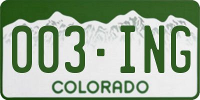 CO license plate 003ING