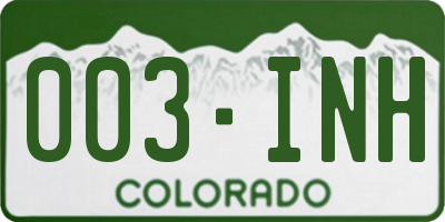 CO license plate 003INH