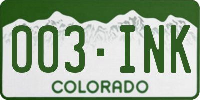 CO license plate 003INK