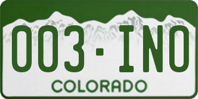 CO license plate 003INO
