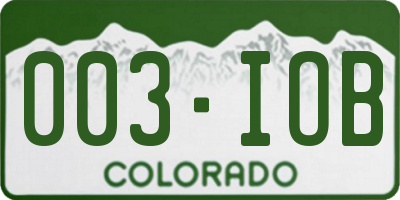 CO license plate 003IOB