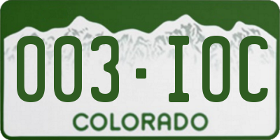 CO license plate 003IOC