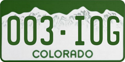 CO license plate 003IOG
