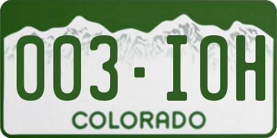 CO license plate 003IOH