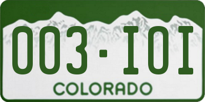 CO license plate 003IOI