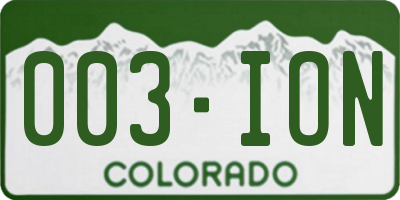 CO license plate 003ION