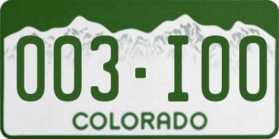 CO license plate 003IOO