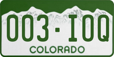 CO license plate 003IOQ