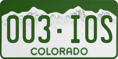 CO license plate 003IOS