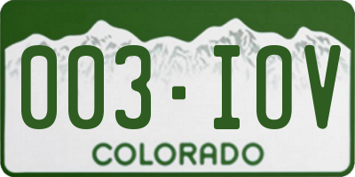 CO license plate 003IOV