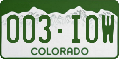 CO license plate 003IOW