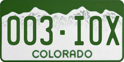 CO license plate 003IOX