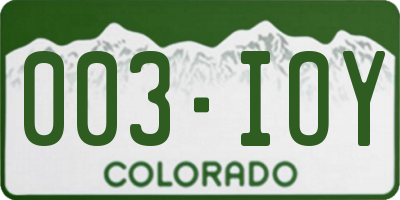 CO license plate 003IOY
