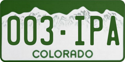 CO license plate 003IPA