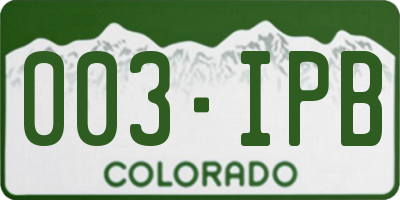 CO license plate 003IPB