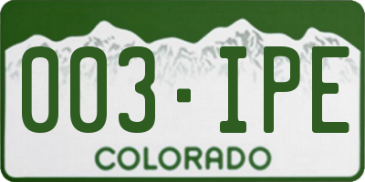 CO license plate 003IPE